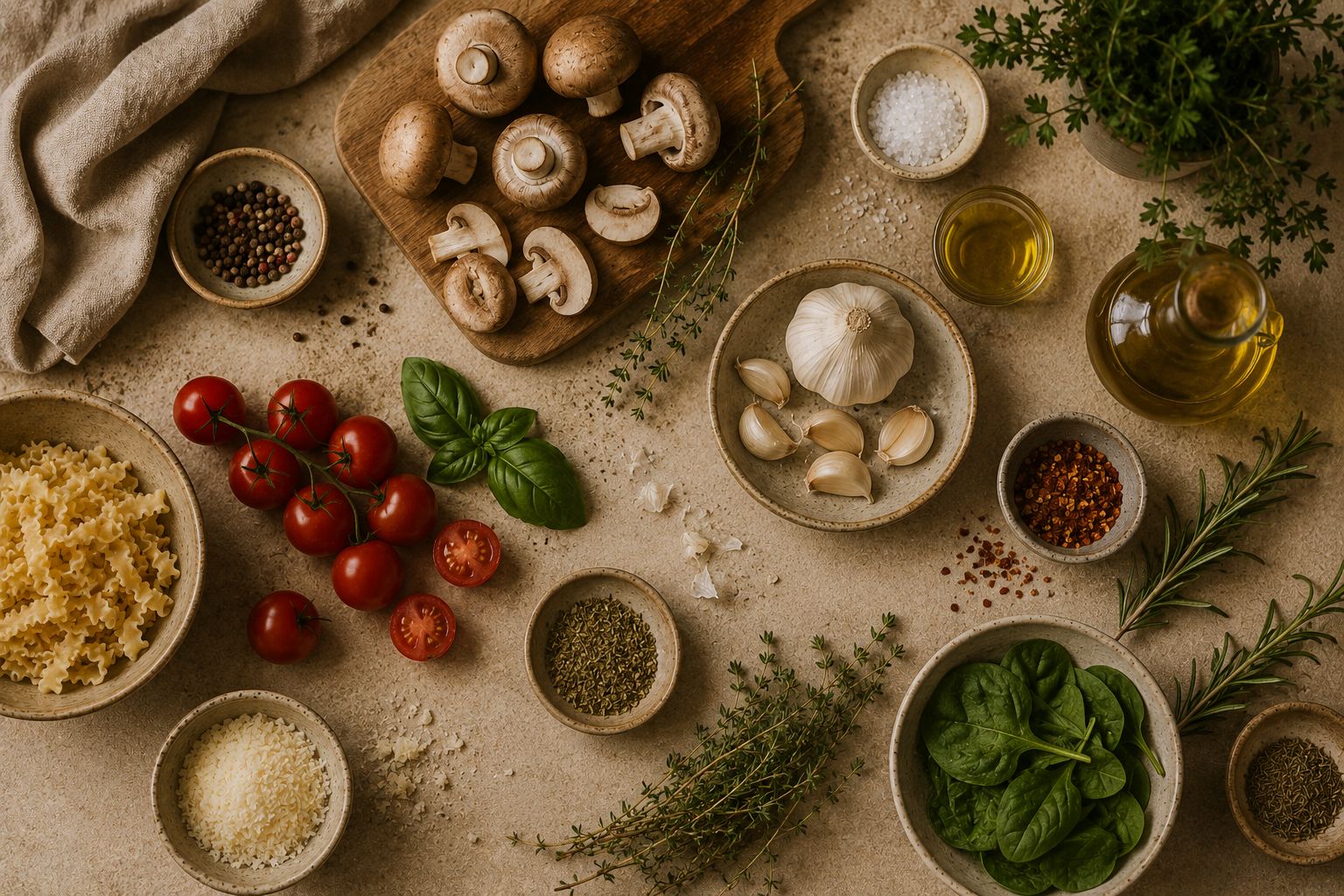 Fresh ingredients on a prep table