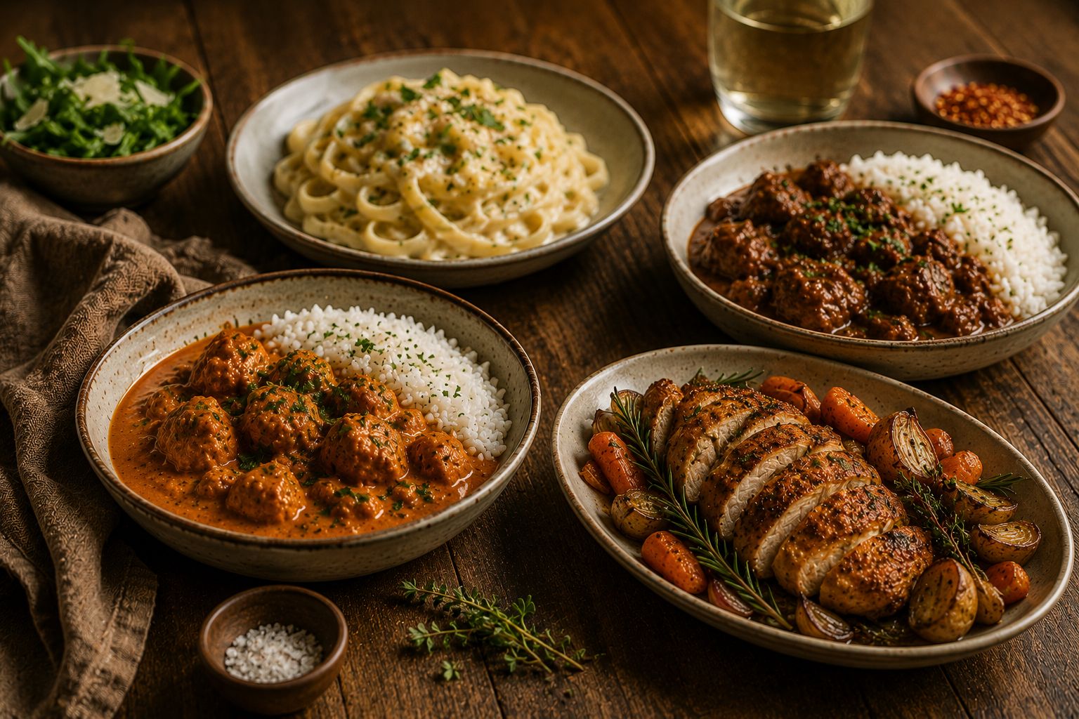 Prepared meals on a table